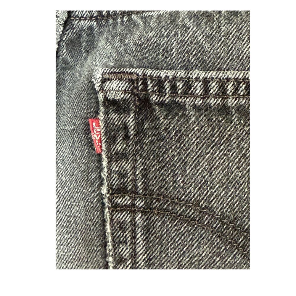 Vintage Levi’s 501 Black Jeans Button Fly Made in USA Distressed Grunge Cut Hem - Picture 5 of 7